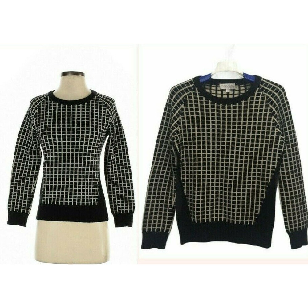 TOP SECRET SOCIETY TS Society Black Ivory Check Sweater Wool Cashmere SIze XS